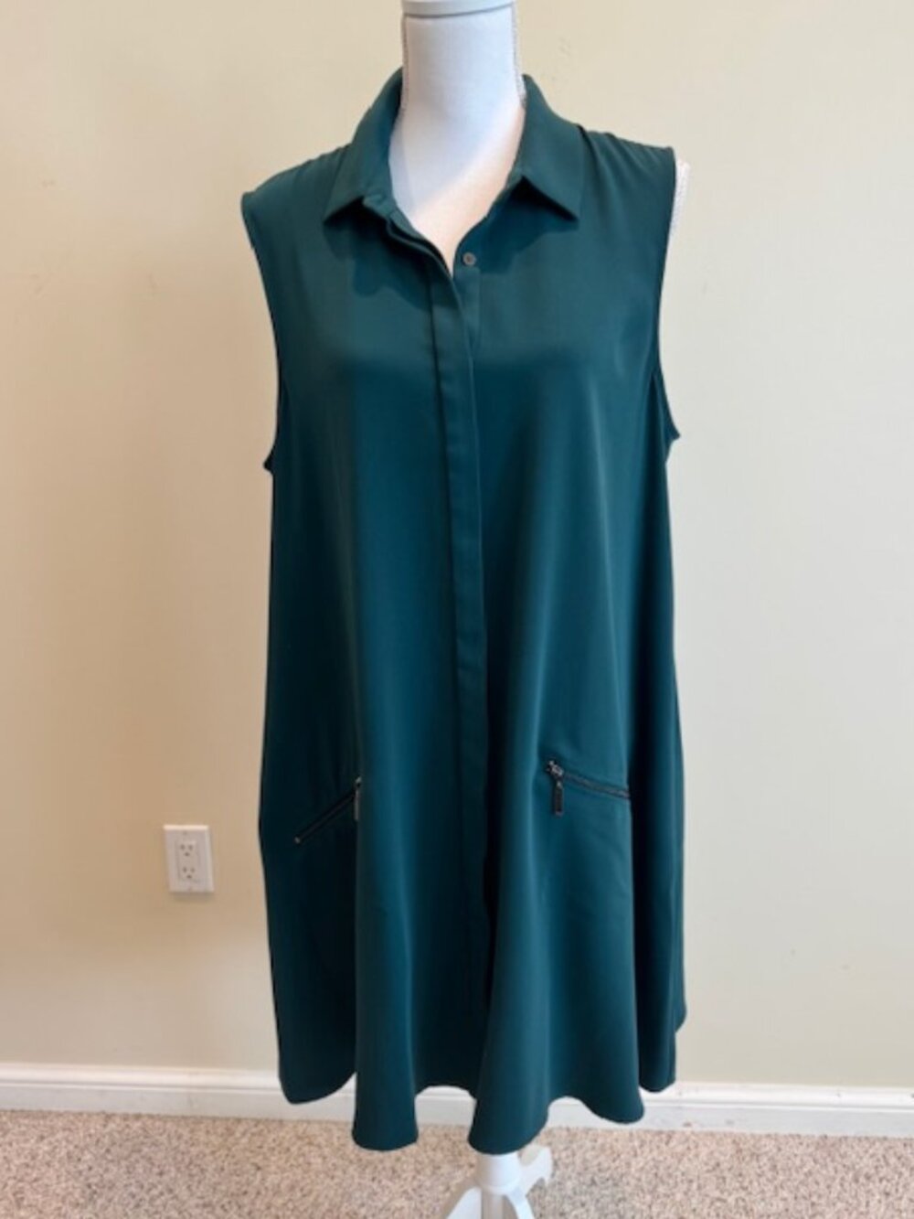 RACHEL Rachel Roy Button Front Sleeveless Green Dress Sz XXL